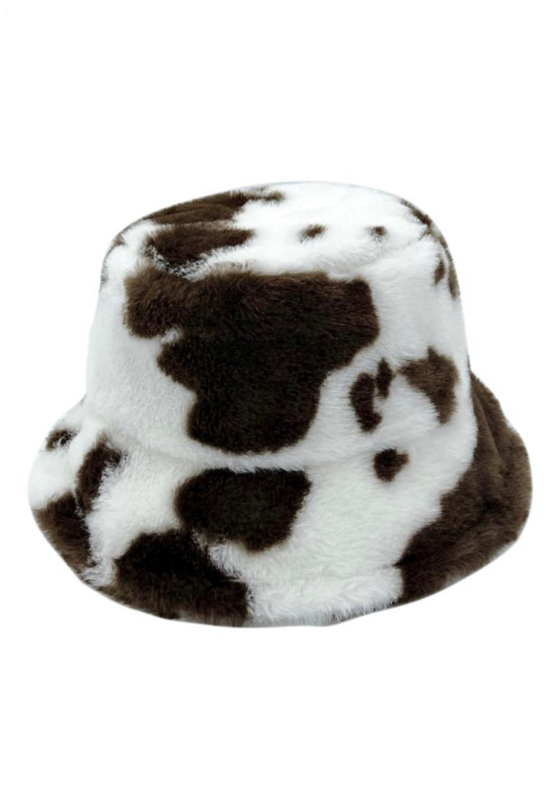 brown and white bucket hat 